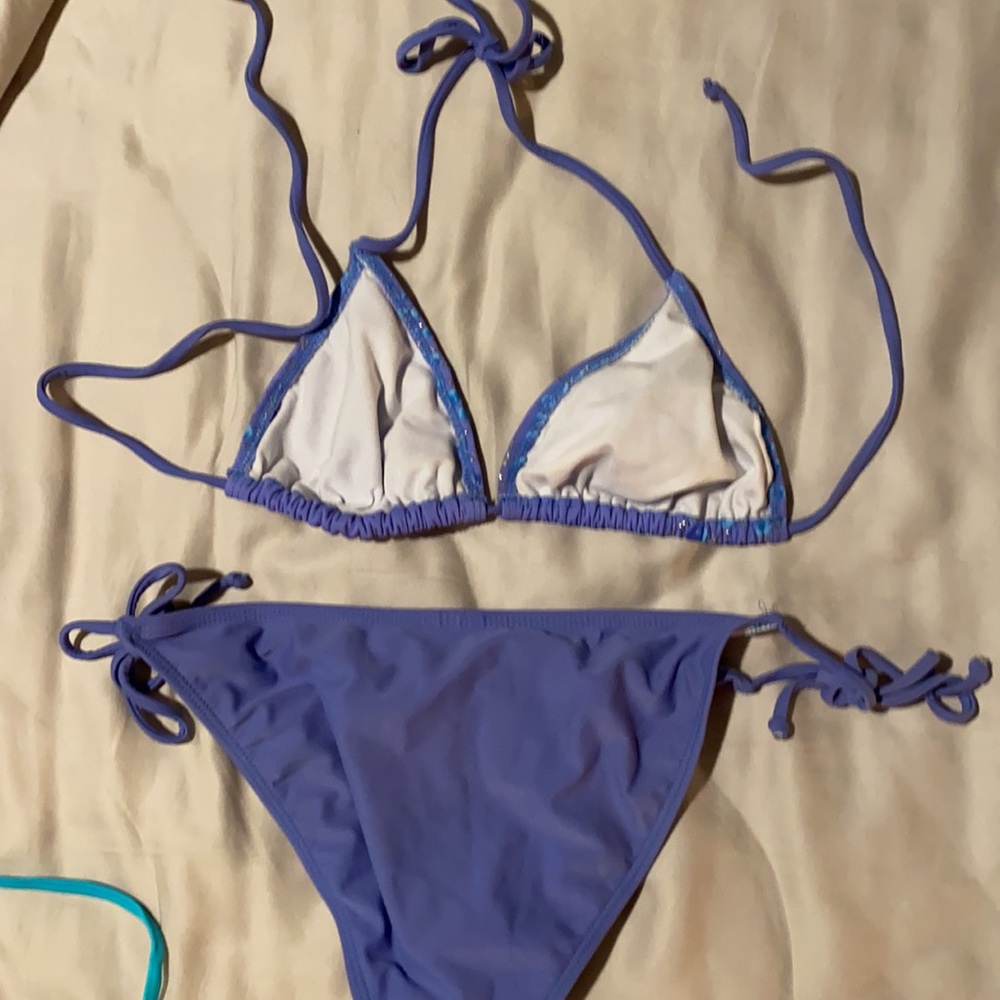 Purple with glitter string bikini - Picture 2 of 3